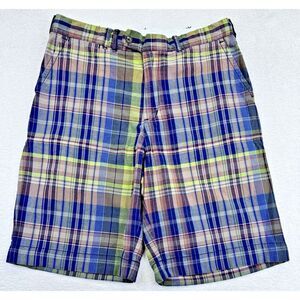 Polo Ralph Lauren Indian Madras‎ Cinch Rear Buckle Shorts VINTAGE 10" Riding 32.